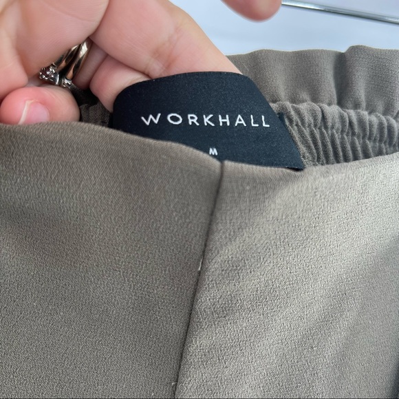 Workhall army green high waisted wide leg pants with belt size S - Picture 4 of 6